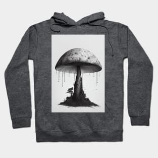 Rustic Mushroom Wall Art Minimalist Greyscale Grunge Hoodie